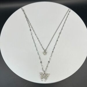2 for $5 Dual Chain Butterfly Pendant Necklace